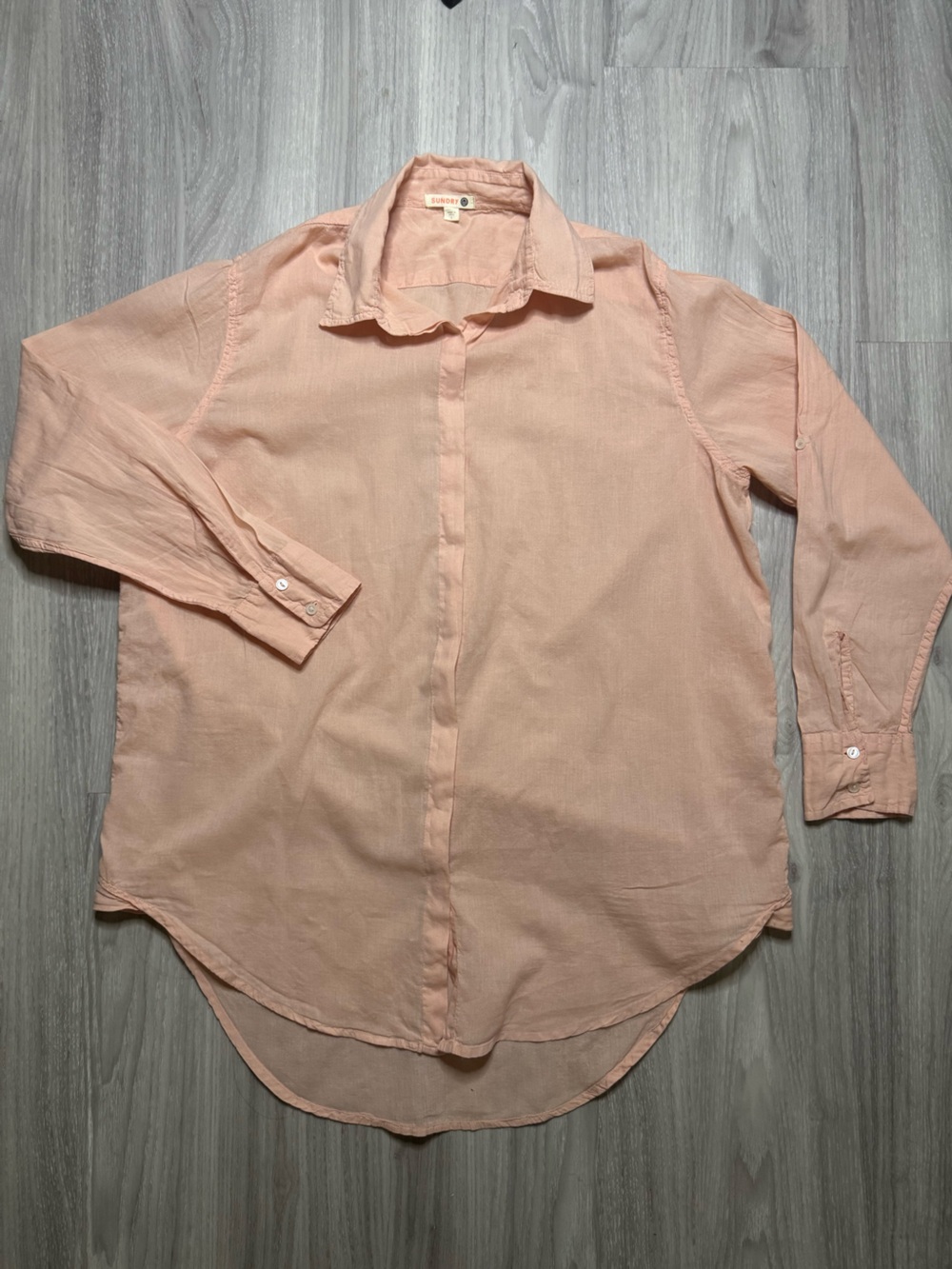 SUNDRY | Peachy Pink 100 % Cotton Lightweight Button Up Collared Shirt | Size 1